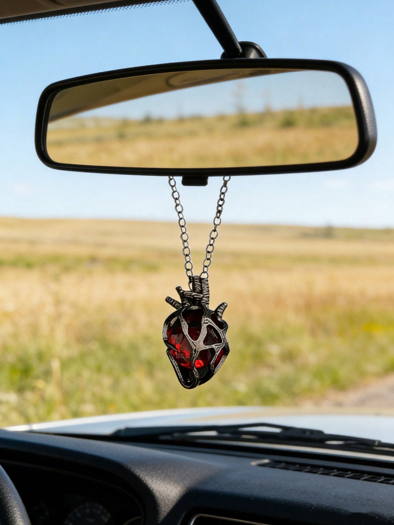 Car Accessories Evil Eye - Anatomical Heart Car Pendant with Red