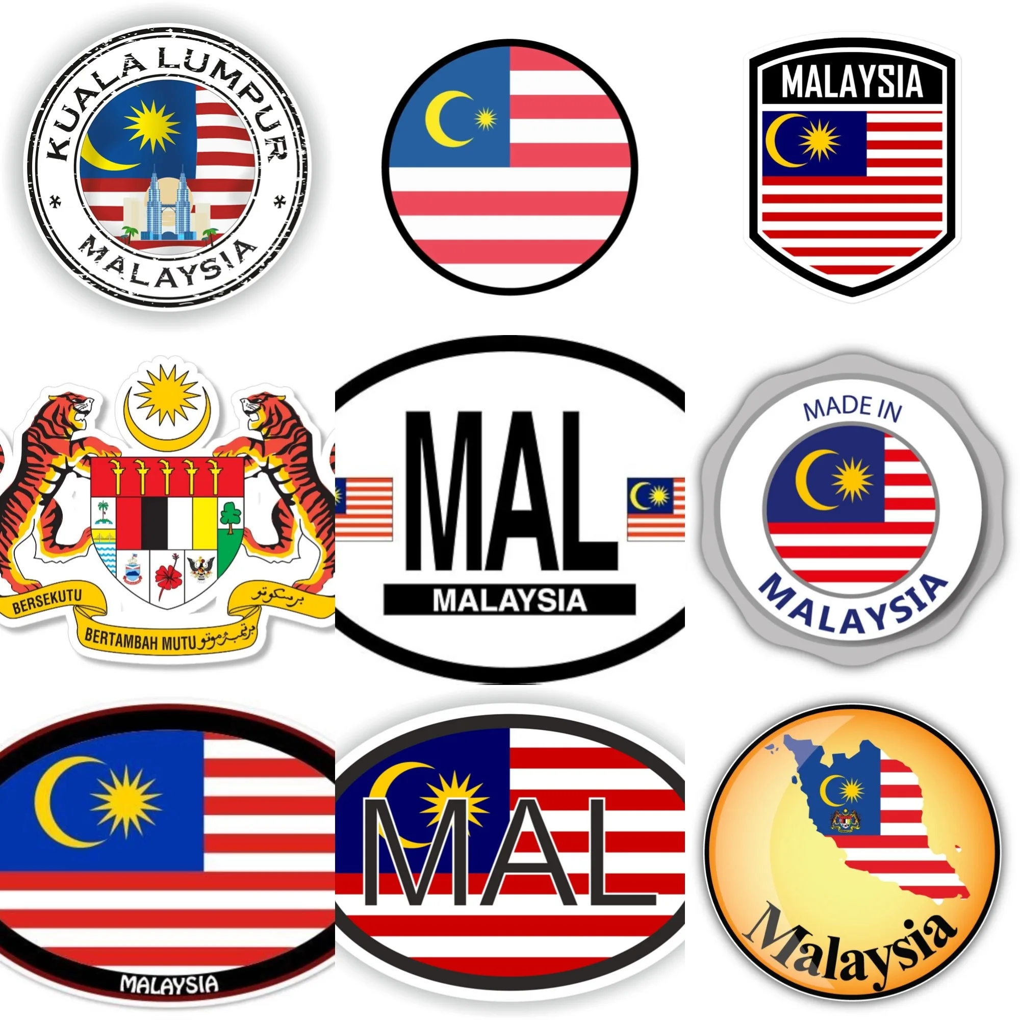 Car Accessories Malaysia - Malaysia MAL Flag Emblem Creative PVC