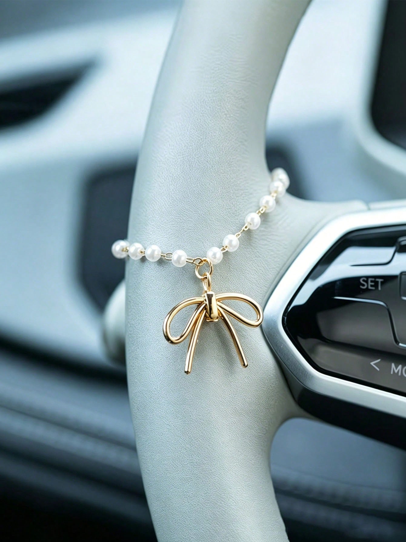 Car Accessories Evil Eye - Pearl Bow Car Pendant Alloy Fashion