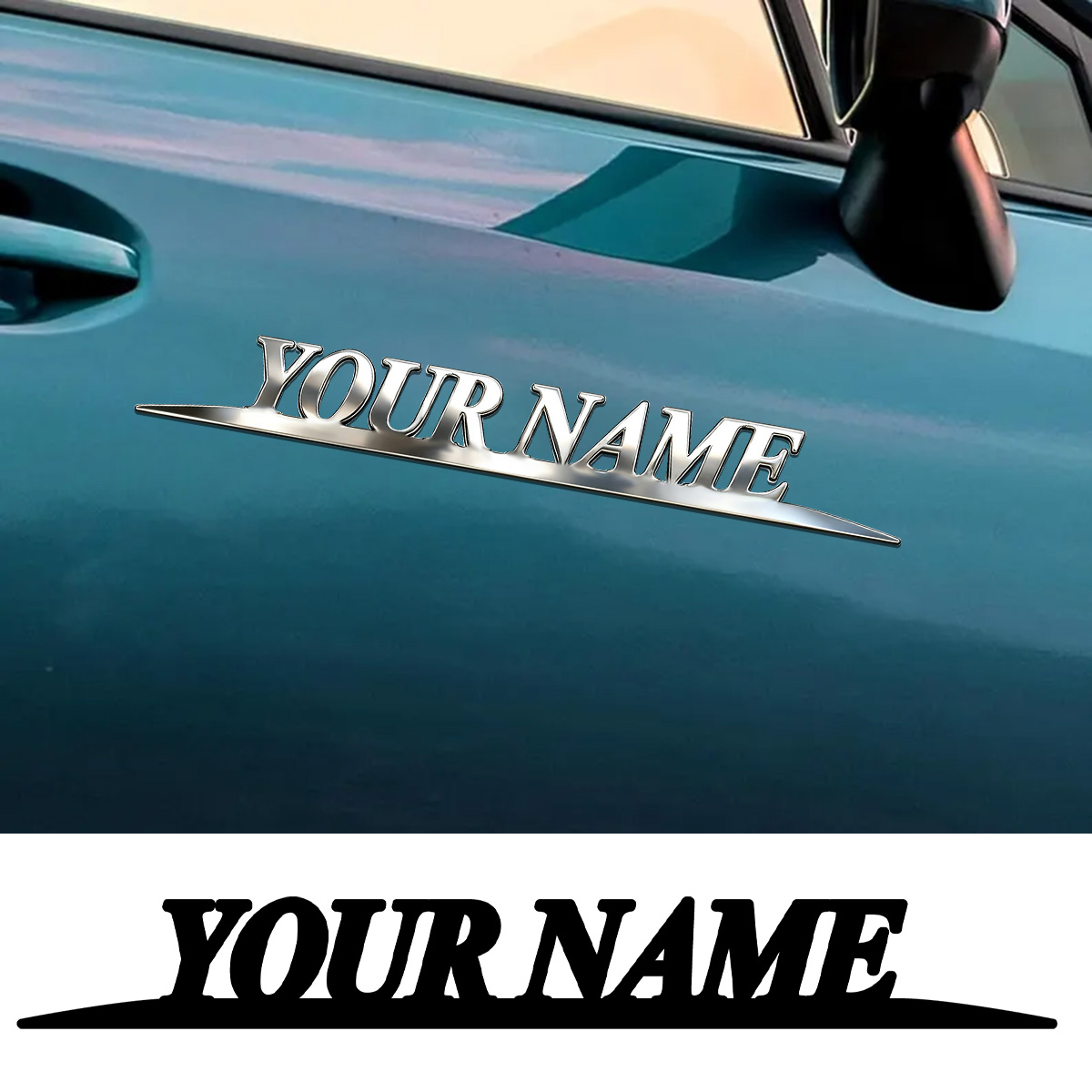 Car Accessories Gifts - Metal Trendy YOUR NAME Stickers Custom