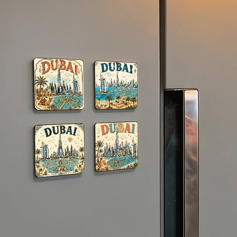 Car Accessories Dubai - Dubai Art Aesthetics Refrigerator Magnet Personalized