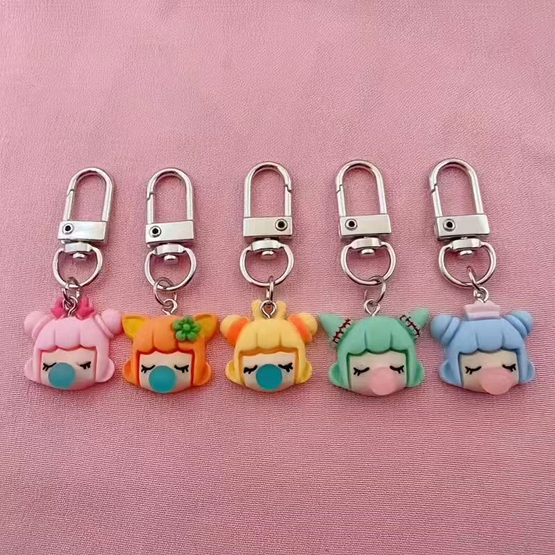 Car Accessories Gifts - 5pcs resin girl keychain, suitable for