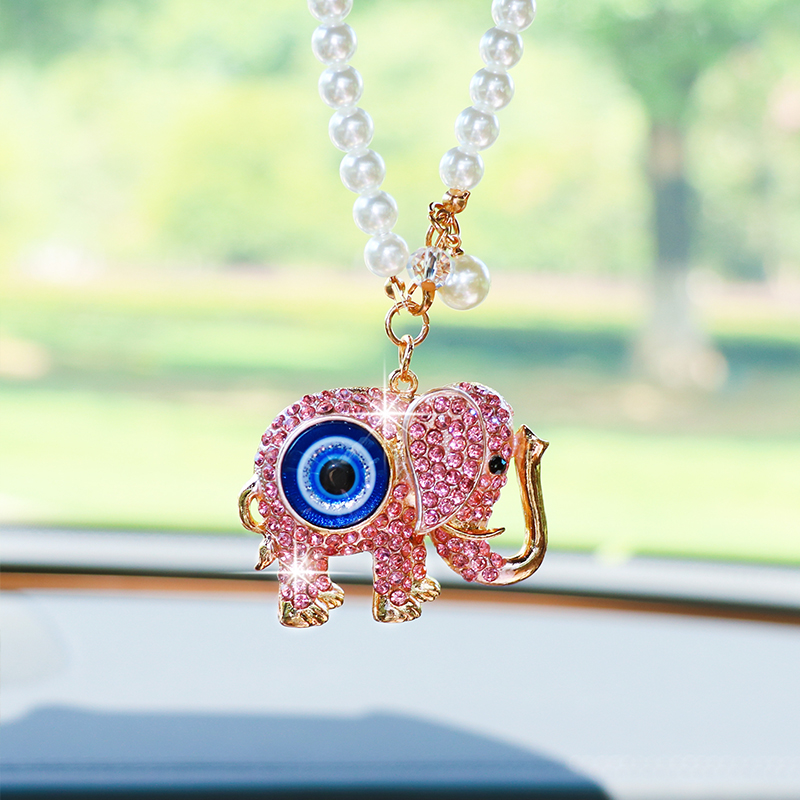 Car Accessories Evil Eye - Creative Rhinestone Elephant Car Rearview Mirror