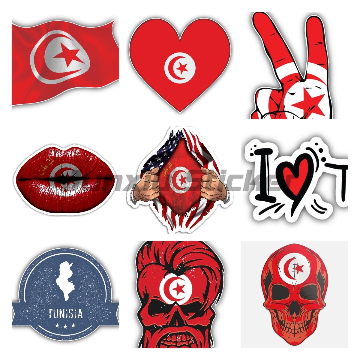 Car Accessories Malaysia - Tunisia National Flag Sticker Brand Car
