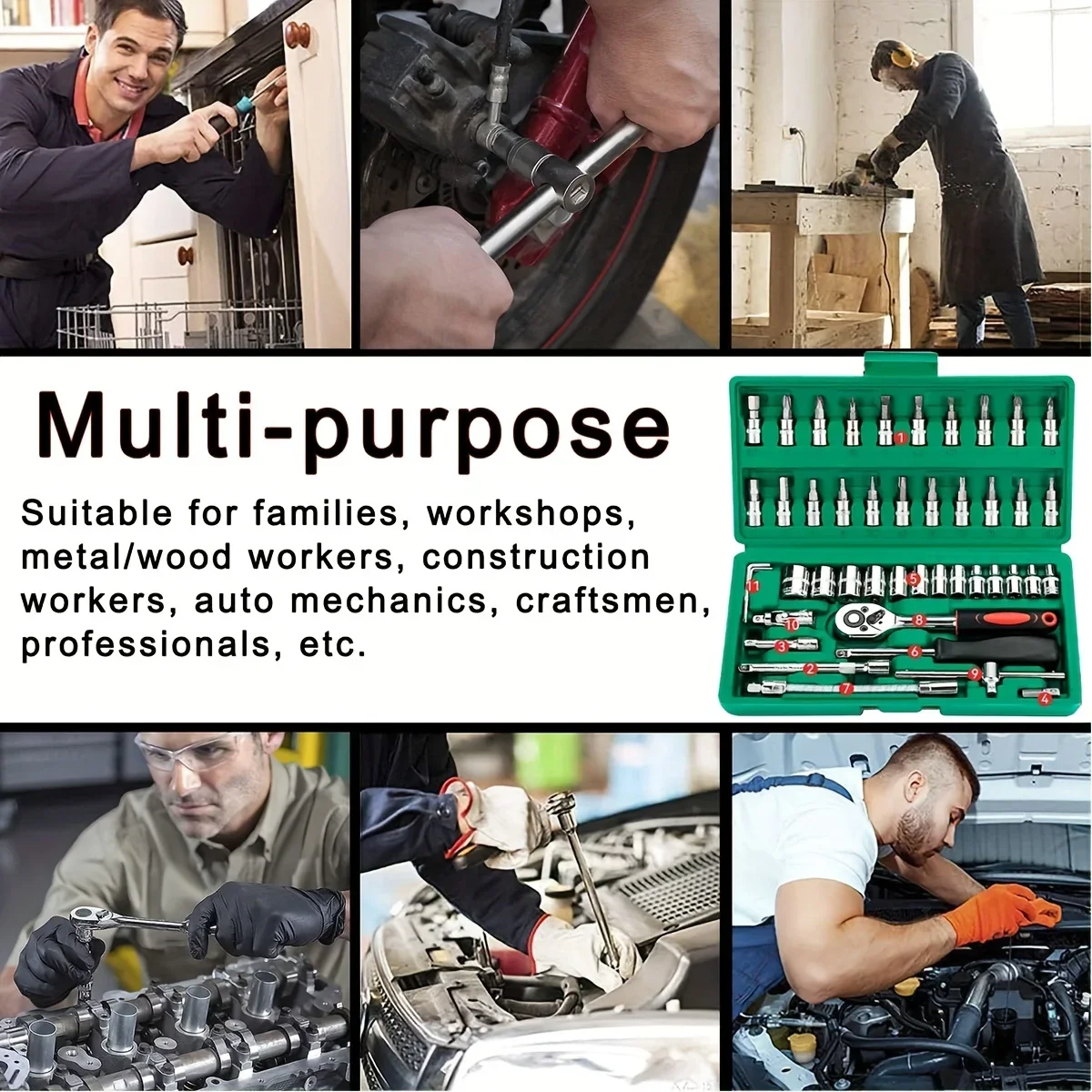 46Pcs Family Tools 1/4 Set Mec - Car Accessories Workshop recension och pris