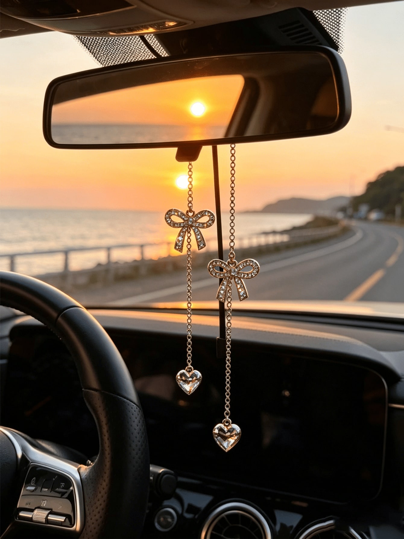 Gold Chain Rhinestone Heart Bo - Car Accessories Evil Eye recension och pris