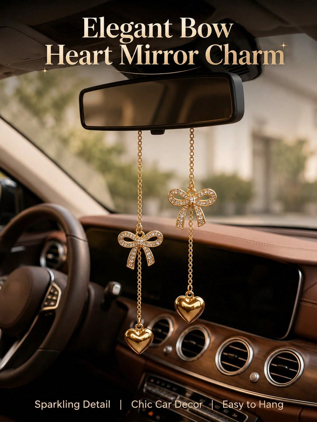 Gold Chain Rhinestone Heart Bo - Car Accessories Evil Eye recension och pris